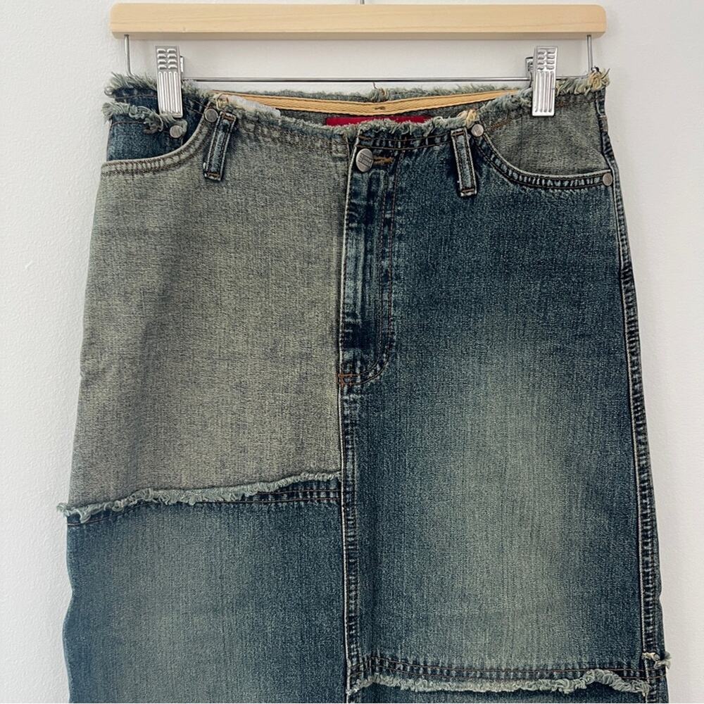 Vintage Junker Jeans Deconstructed Patchwork Denim Maxi Skirt Size Small - Picture 6 of 9
